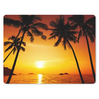 Produktbild von MuchoWow® Mauspad Mousepad Palme - Sonnenuntergang - Strand - Orange - Tropisch 23x19 cm - Mousepads - Maus Mat - Pad - Mausunterlage - Schreibtischunterlage - Mauspad