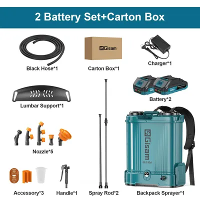 Produktbild von Elektrische Rückenspritze - Gartenspritze 100 PSI - 20L Tank - Akku-Drucksprüher für Rasen und Gartenbewässerung - Inkl. 2x 18V Akkus