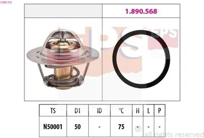 Produktbild von EPS Thermostat Kühlmittel 75°C für RENAULT Clio III Schrägheck (BR0/1, CR0/1)