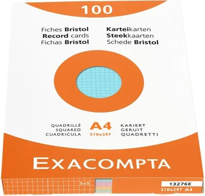 Produktbild von Karteikarten A4 kariert farbig sortiert VE=10x100 Stück