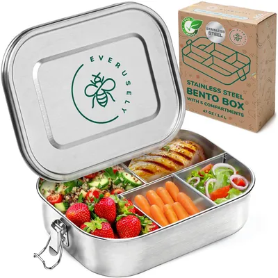 Bentobox Edelstahl Lunchbox 1,4 l 5 Fächer