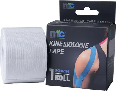 Produktbild von Medicalcorner24 Power Kinesiologie Tape weiß 5 cm x 5 m