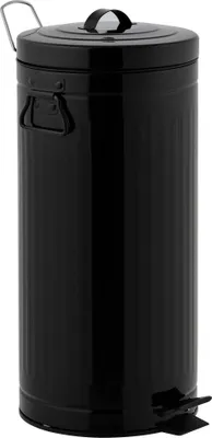 Image de Poubelle de cuisine à pédale 30L Vintage BROOKLYN Noir en acier Inox avec seau