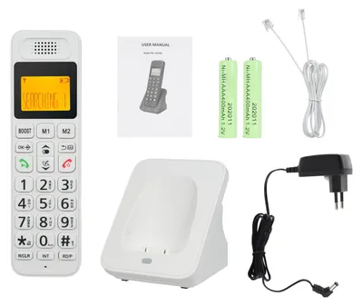 Productafbeelding van Uitbreidbaar draadloos telefoonapparaat met LCD-display, ondersteunt 5 handsets, geschikt als binnentelefoon voor kantoren, bedrijven en thuisgebruik