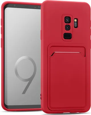 Immagine prodotto di Custodia per cellulare per Samsung Galaxy S9 cover protettiva in silicone con slot per carte Slim Wallet Case, rosso
