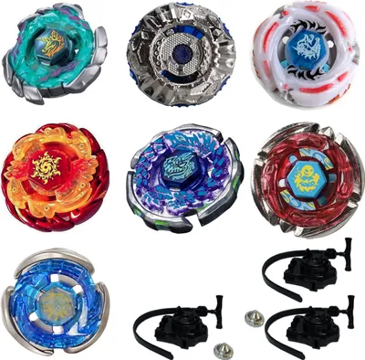 Image de ATTACK1 4D Metal Rapidity Trottola Pack, 7 pièces + 3 lanceurs + 2 pointes métalliques : BB120, BB102, BB117, BB89, BB88, BB37, BB91