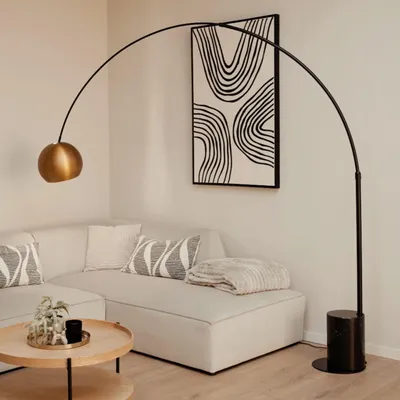 Produktbild von s.luce Ball Design-Bogenlampe mit Marmorfuß modern