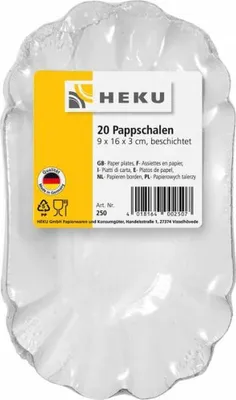 Produktbild von Pappschalen, 20 Stück weiß, 9x16x3cm, 310g/m²