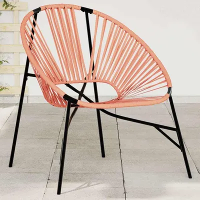 Image de Fauteuil en osier synthétique - Fauteuil de jardin, balcon, extérieur, relax - Noir et orange - Matériau résistant aux intempéries