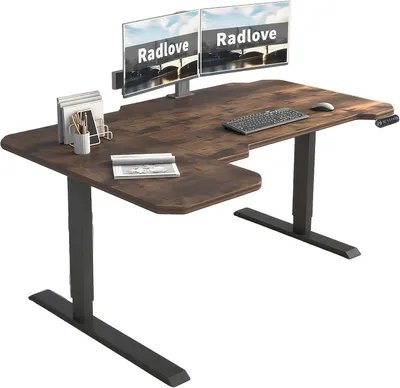 Immagine prodotto di Radlove 150cm scrivania da ufficio a L scrivania elettrica regolabile in altezza scrivania ad angolo scrivania in piedi, marrone