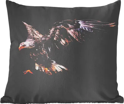 Produktbild von MuchoWow® Zierkissen Sofakissen Wohnzimmer Dekokissen 40x40 cm Adler - Vogel - Schwarz - Foto Kissen - Schlafzimmer Dekoration
