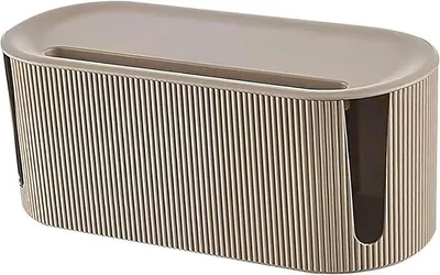 Produktbild von PolkaHome® Kabelbox Draadopbergdoos Kabelmanagementbox Kabelorganizer für Steckdosenleisten, Kunststoff, Beige, 31 x 13,5 x 12,5 cm