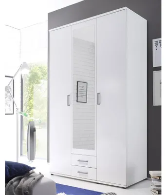 Produktbild von Kleiderschrank "KARL" Schrank Drehtürenschrank Schlafzimmerschrank weiß 120cm