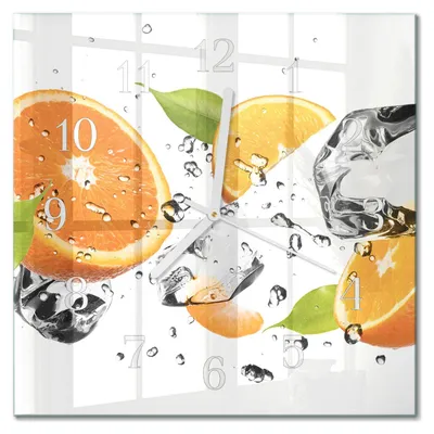 Produktbild von Tulup Glasuhr Wanduhr Küchenuhr Echt-Glas 30x30 cm Modern Dekorativ Geräuschlos Weiße Zeiger - Orangen