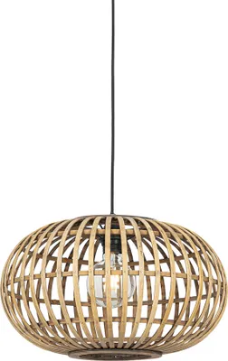 Produktbild von QAZQA - Orientalisch Orientalische Hängelampe I Pendellampe I Pendelleuchte Bambus 44 cm - Amira I Wohnzimmer I Schlafzimmer - Bamboo Rund - LED geeignet E27