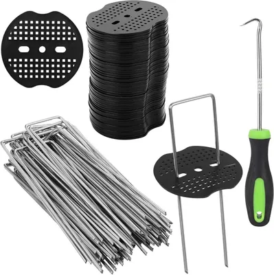 Obrázek produktu pro Sada hrotů do země - Kotvy do země - Pro upevnění v zahradě - Zinkovaná ocel, nerezový materiál - 15 cm, 50 kusů - Stříbrná barva
