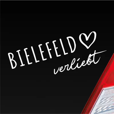 Produktbild von Auto Aufkleber Bielefeld verliebt Herz Stadt Heimat Liebe Car 19x7 cm Weiss Glanz Sticker Heckscheibenaufkleber