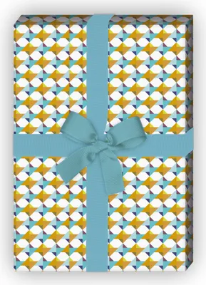 Produktbild von Grafisches 80er Jahre Geschenkpapier, Dekorpapier im Retro Design, hellblau - G8687, 32 x 48cm