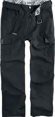 Produktbild von Black Premium by EMP Herren schwarze Cargohose Ripstop - besonders reißfest - inklusive Gürtel L