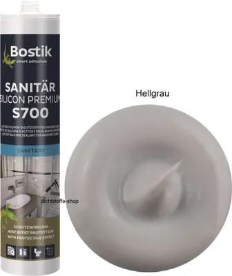 Produktbild von Bostik S700 Sanitärsilicon Premium 300ml Kartusche 1K Silikon Fugen Dichtstoff Hellgrau
