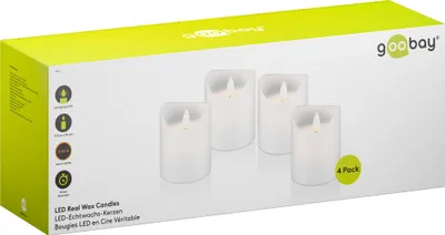 Produktbild von 4er-Set LED-Echtwachskerzen, weiß