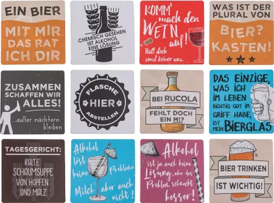 Produktbild von Out of the Blue Untersetzer Slogan - 12er Set