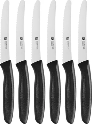 Produktbild von ZWILLING Twin Grip Messer-Set, 6-teilig, Küchenmesser, Klingenlänge: 12 cm, Rostfreier Spezialstahl/Kunststoff-Griff, Schwarz