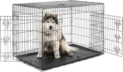 Immagine prodotto di Trasportino per cani - Contenitore per animali - Trasporto sicuro - Include divisorio - 122x75x81 cm - Nero