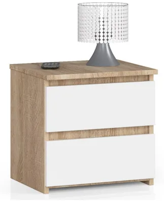 Produktbild von Kommode mit 2 Schubladen Kommode Organizer Kommode mit Schubladen 40 cm breit 40 cm hoch | sonoma Eiche-weiß Holz Highboard Sideboard Schrank schmal