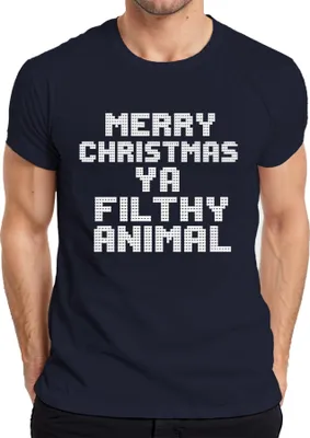 Produktbild von Merry Christmas Ya Filthy Animal Weihnachten Filmzitat Kultspruch Herren T-Shirt, Navy, 3XL