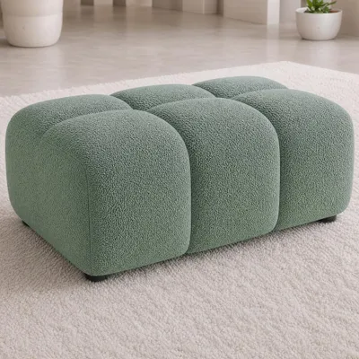 Produktbild von riess-ambiente Hocker CLOUD 100cm salbei Bouclé Federkern Fußhocker Sitzhocker