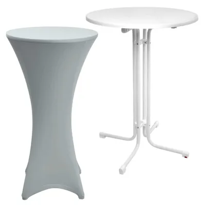 Zdjęcie produktu dla Stolik ogrodowy Beautissu Sylt, składany, Ø80 cm, srebrny, z pokrowcem