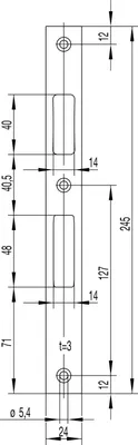 Produktbild von WILKA Schließblech flach Falle und Riegel, 245 x 24 x 3 mm, Edelstahl
