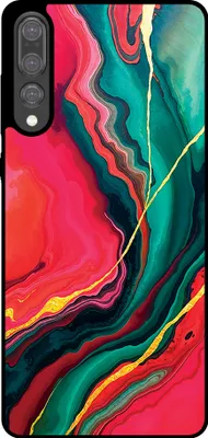 Produktbild von Smartphonica Telefon Fall geeignet für Huawei P20 Plus mit rot grün Marmor Print - TPU Backcover Fall rot grün Marmor Design