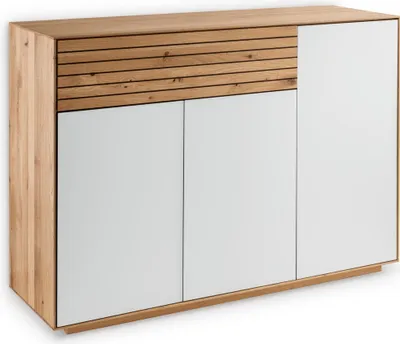 Produktbild von Sideboard Rimini Eichenholz Glas Natur Weiß 119 x 37 x 84 cm