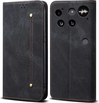 Obrázek produktu pro Pouzdro pro Nothing Phone 3, Kožené Peněženkové Pouzdro s Magnetickým Uzavíráním a Stojánkem černé
