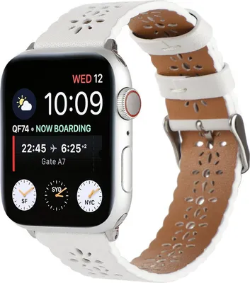 Produktbild von Strap-it Apple Watch Lederarmband mit Muster (Weiß) - Große: 38 - 40 - 41mm