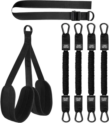 Obrázek produktu pro Elastický odporový pás pro shyby, s 4 nastavitelnými pásy, včetně komfortních podložek, fitness příslušenství