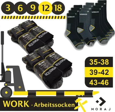 Produktbild von Pracovní ponožky WORKER Functional Socks Outdoor Sport Bavlna 12 Pair - 39/42