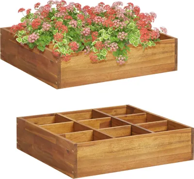 Obrázok produktu pre The Living Store Záhradný vyvýšený záhon na bylinky z masívneho dreva akácie 60 x 60 x 15 cm