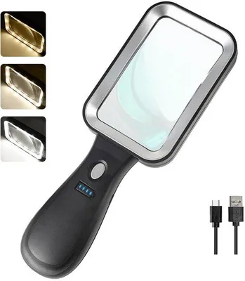 Produktbild von Unyqoos® Handlupe mit Licht- und wiederaufladbarer USB-Funktion zum Lesen und Inspizieren