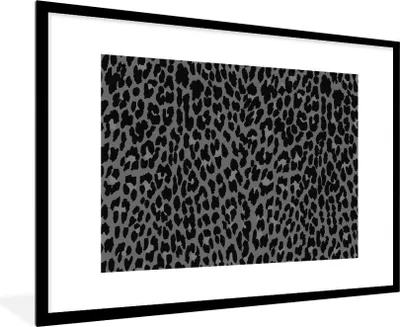 Produktbild von MuchoWow® Gerahmtes Poster Pantherdruck - Muster - Grau 90x60 cm - Poster mit Schwarzem Bilderrahmen Wandposter Rahmen Foto Bilder - Wanddekoration - Fotos