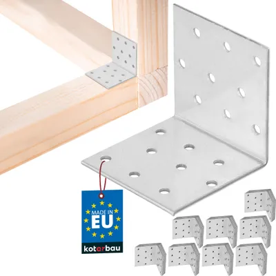 Immagine prodotto di KOTARBAU® Set di 100 connettori angolari Angolo pesante 60 x 60 x 60 mm in acciaio zincato Angolo in acciaio Stabile Connettore per travi durevole Argento