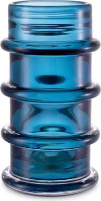 Produktbild von Casa Padrino Luxus Glas Vase Blau Ø 16 x H. 29,5 cm - Mundgeblasene Blumenvase - Runde Deko Blumenvase - Deko Accessoires - Deko Glas Vasen - Luxus Accessoires
