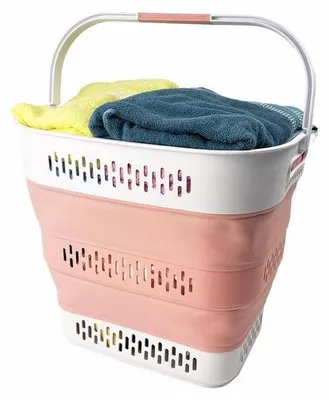 Productafbeelding van Ibenzoa® Opvouwbare wasmand – ruimtebesparend, met draaghandgrepen, 48x37x38 cm (ingeklapt 9 cm), TPE/PP, voor thuis en auto