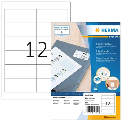 Image de HERMA 10781 Étiquettes jet d'encre A4 97x42,3 mm blanches adhésives permanentes