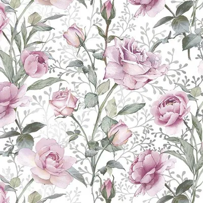Produktbild von 20 Servietten Pink Roses on Silver - Rosen auf silberne Ranken 33x33cm