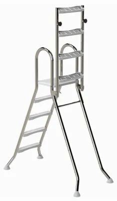 Produktbild von HAF Ideal Eichenwald Sicherheits- Hochbeckenleiter 4+4 Stufen (1,2m/1,2m) V2A Edelstahl | Klappbare Poolleiter | Schwimmbadleiter für Aufstellpool
