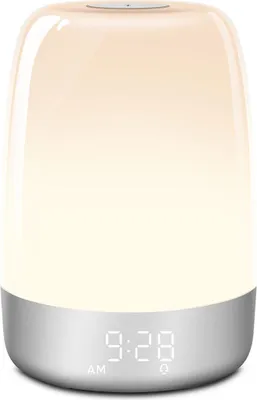 A digital alarm clock with a sunrise simulation feature.