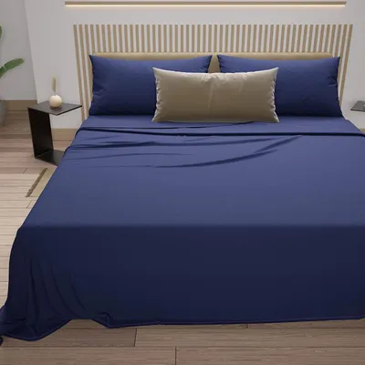 Imagen del producto de Juego de ropa de cama italiano, algodón, azul, 180x200